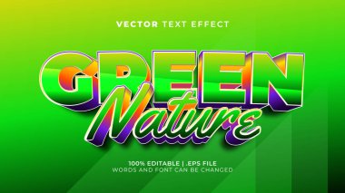 yeşil doğa yaprağı 3d düzenlenebilir metin efekti şablonu