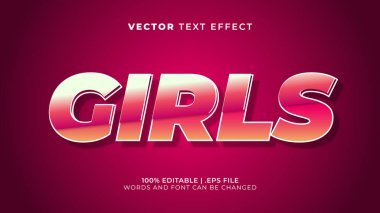 Kızlar pembe tatlı düzenlenebilir 3D metin efekti şablon biçimi