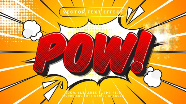 Comic Pow Effetto Testo Modificabile Con Stile Testo Rosso Nero — Vettoriale Stock