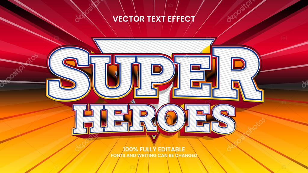 Editable text effect super heroes