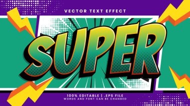 Çizgi roman tarzı ile süper çizgi film düzenlenebilir metin efekti
