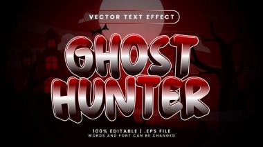 Yarasalar ve kale arkaplan ile hayalet avcısı 3D düzenlenebilir metin efekti