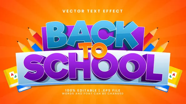 stock vector Back to school 3d editable text effect with doodle