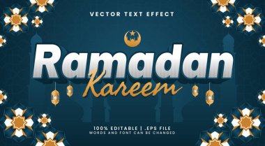 Ramazan kareem 3d düzenlenebilir metin efekti ile cami ve fener biçiminde