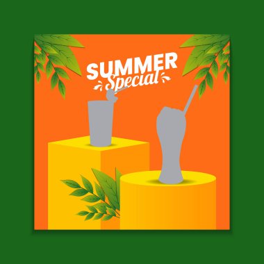 Yaz özel içecek menüsü sosyal medya gönderme şablonu