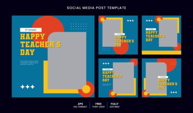 Öğretmenler Günü sosyal medya afişi ve düzenlenebilir metin efektli Instagram şablonu