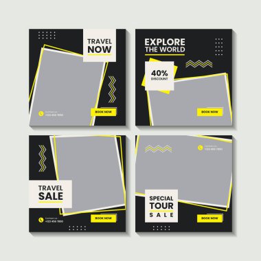 Seyahat sosyal medya postası koleksiyonu şablonu