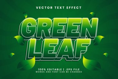 Yeşil yaprak 3d düzenlenebilir metin efekti doğa ve eko metin biçimi