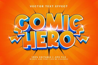 Kahraman komik 3d düzenlenebilir metin efekti süper ve güç metin biçimi