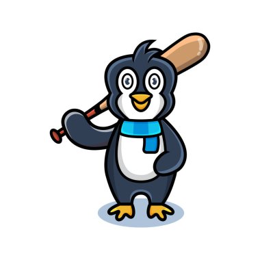 Çizgi filmdeki sevimli penguen elinde golf sopası tutuyor.