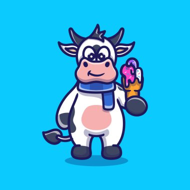 Tatlı inek dondurma yiyor.