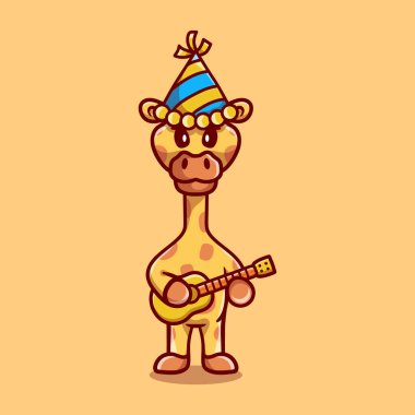 Şirin zürafa yeni yılı gitar çizimiyle kutluyor.