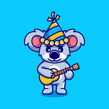 Yeni yılı gitar çizimiyle kutlayan sevimli koala.