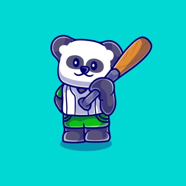 Tatlı beysbol panda illüstrasyonu