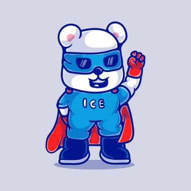 Sevimli süper kahraman kutup ayısı illüstrasyonu