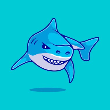 Maskot çıkartması ve tişört tasarımı için uygun sevimli yırtıcı köpekbalığı çizimi