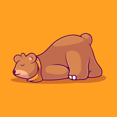 Maskot çıkartması ve tişört tasarımı için uygun şirin uyuyan boz ayı çizimi