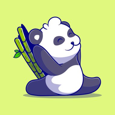 Maskot çıkartması ve tişört tasarımı için uygun şirin yoga panda çizimi