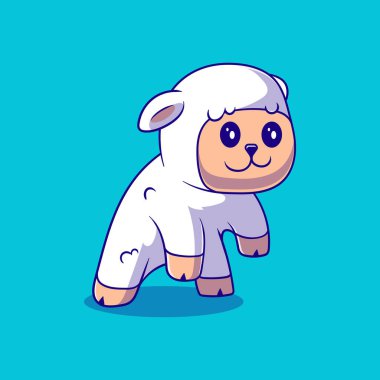 Maskot çıkartması ve tişört tasarımı için uygun şirin Lamb illüstrasyonu