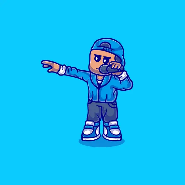 Cute Rapper Boy Illustration — Stock Vector