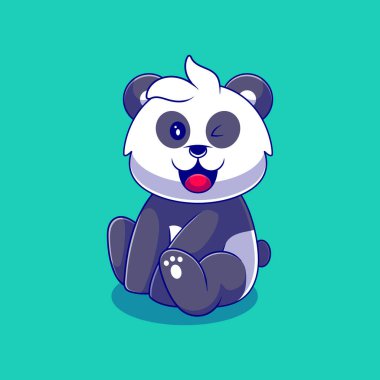 Maskot çıkartması ve tişört tasarımı için uygun şirin panda çizimi