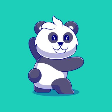 Maskot çıkartması ve tişört tasarımı için uygun şirin panda çizimi