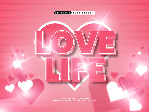 любовная жизнь 3D редактируемый текстовый эффект на День Святого Валентина