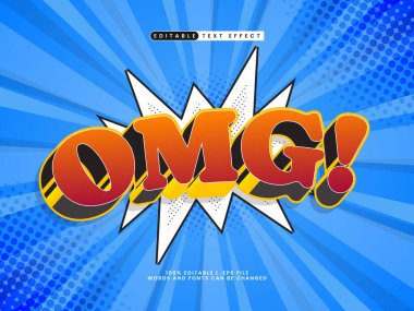 omg 3d düzenlenebilir metin efekti komik biçim şablonu