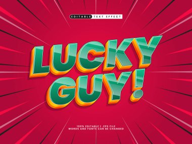 şanslı adam çizgi film tarzında düzenlenebilir metin efekti