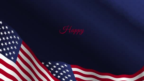 Анимация Дня Президентов Сша Фоне Размахивающего Американским Флагом Текста Днем — стоковое видео