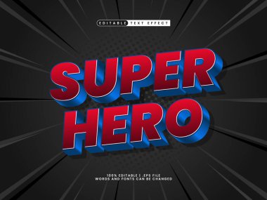 Bir manşet promosyonu için uygun düzenlenebilir metin efekti süper kahraman