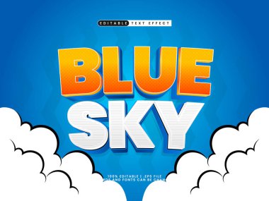 mavi gökyüzü düzenlenebilir metin efekti neşeli ve renkli çocuksu bir tarzda