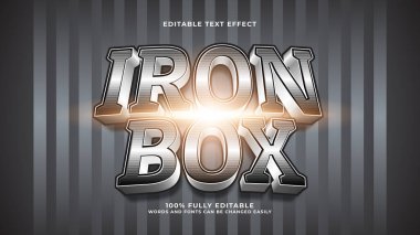 3d düzenlenebilir metin efekti demir kutu