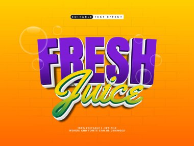 taze meyve suyu düzenlenebilir metin efekti biçimi şablonu