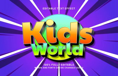 Çocuklar için dünya düzenlenebilir metin efekti