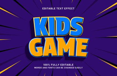 Çocuklar çocuk stilinde oyun düzenlenebilir metin efekti
