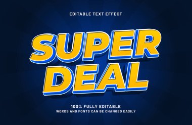 İndirim ve satış tarzında süper anlaşma düzenlenebilir metin efekti
