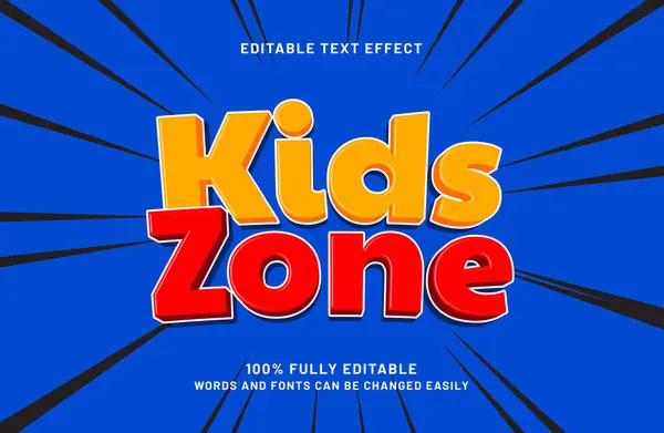 Zona Copiilor Efect Text Editabil Stilul Text Pentru Copii — Vector de stoc