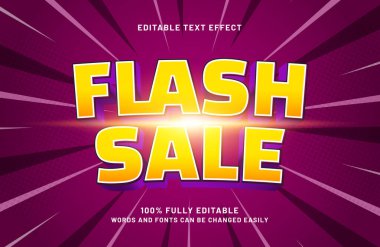 flash sale düzenlenebilir metin efekti indirimde ve satışta metin biçiminde