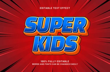 Süper çocuklar çocuklarda ve oyun metin tarzında düzenlenebilir metin efekti