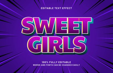 tatlı kızlar çocuklarda düzenlenebilir metin efekti ve mutlu metin tarzı