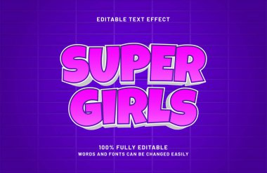 süper kızlar 3d düzenlenebilir metin efekti