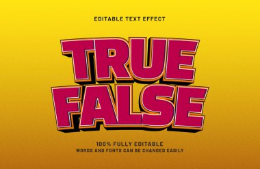 doğru yanlış 3d düzenlenebilir metin efekti