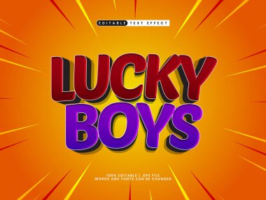 Şanslı çocuklar oyunda düzenlenebilir metin efekti ve çocuklar metin stili