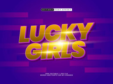 şanslı kızlar basit ve modern metin tarzında düzenlenebilir metin efekti