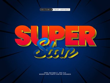 Çocuklarda ve çizgi film metin stilinde süper star düzenlenebilir metin efekti