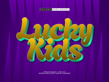 Şanslı çocuklar çocuklarda düzenlenebilir metin efekti ve çizgi film tarzı