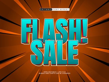 flash sale düzenlenebilir metin efekti indirimde ve satışta metin biçiminde
