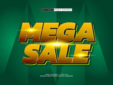 Satış ve indirimli metin biçiminde mega satış düzenlenebilir metin efekti