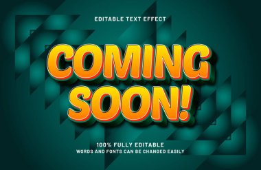 yakında modern ve renkli metin biçiminde düzenlenebilir metin efekti